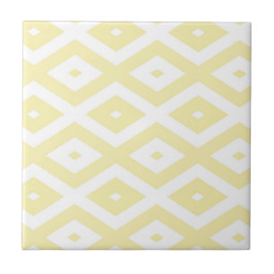 Pale yellow and white diamond pattern tile