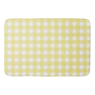 Pale yellow and white gingham bath mat