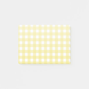 Pale yellow and white gingham post-it notes