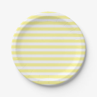 Pale Yellow and White Stripes Paper Plates