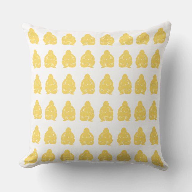 Pale Yellow Asian Moods Buddah Boys Throw Pillow (Front)