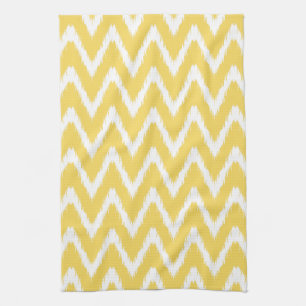 Pale Yellow Asian Moods Ikat Chevrons Kitchen Towel
