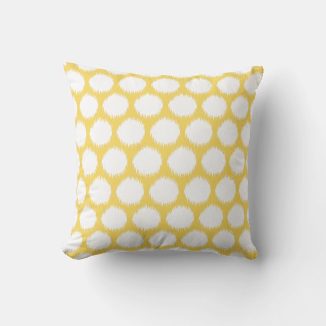 Pale Yellow Asian Moods Ikat Dots Throw Pillow (Front)