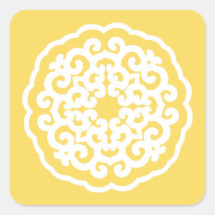 Pale Yellow Asian Moods Mandalla Square Sticker