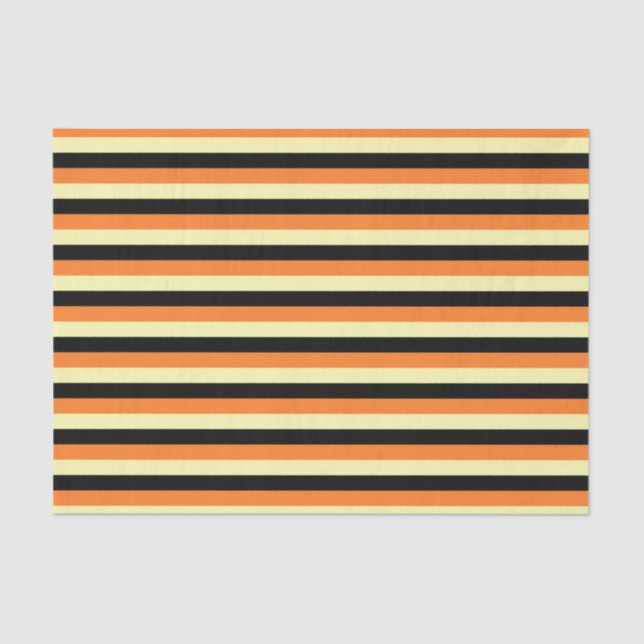 Pale Yellow, Black and Orange Stripes Tissue Paper (Front)