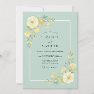 Pale Yellow Blossom Floral Wedding Invitation