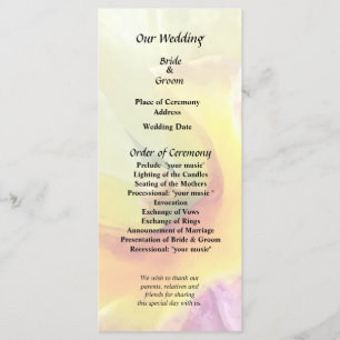Pale Yellow Cattleya Orchids Wedding Program