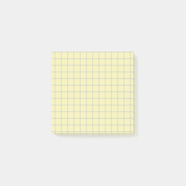 Pale Yellow Chequered Pattern Light Grid Design Post-it Notes (Front)