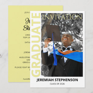 Pale Yellow Class of 2026 Photo Graduation Invitation
