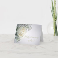 Pale Yellow Corner Rose Anniversary Card