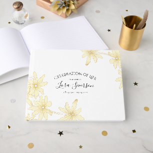 Pale Yellow Daisies Celebration of Life Memorial Guest Book