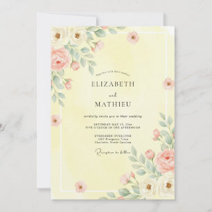 Pale Yellow Delicate Floral Wedding Invitation