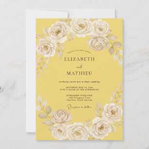 Pale Yellow Ethereal Floral Wedding Invitation