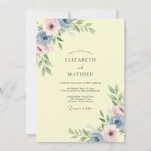 Pale Yellow Floral Arch Wedding Invitation