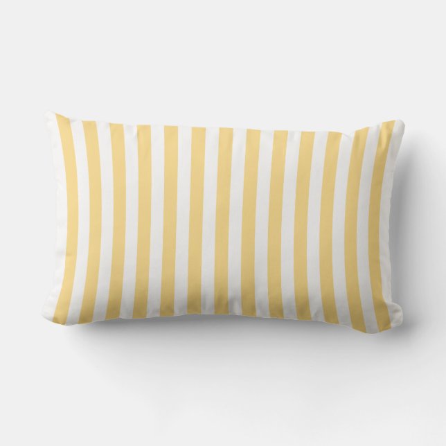 Pale Yellow French Beach Stripe Lumbar Pillow (Back)