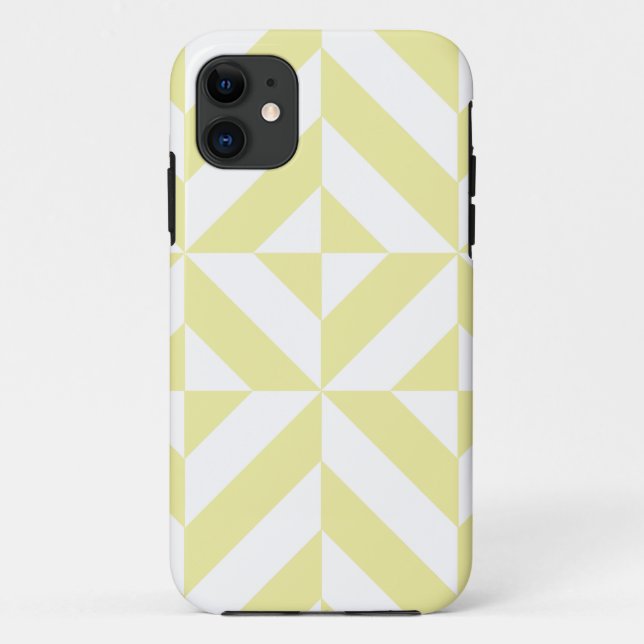 Pale Yellow Geometric Deco Cube Pattern Case-Mate iPhone Case (Back)