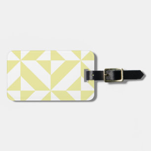 Pale Yellow Geometric Deco Cube Pattern Luggage Tag