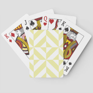 Pale Yellow Geometric Deco Cube Pattern Playing Cards
