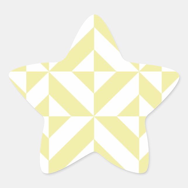 Pale Yellow Geometric Deco Cube Pattern Star Sticker (Front)