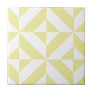 Pale Yellow Geometric Deco Cube Pattern Tile