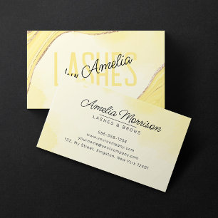 Pale Yellow Gold Glitter Agate Eye Lashes Brows Business Card