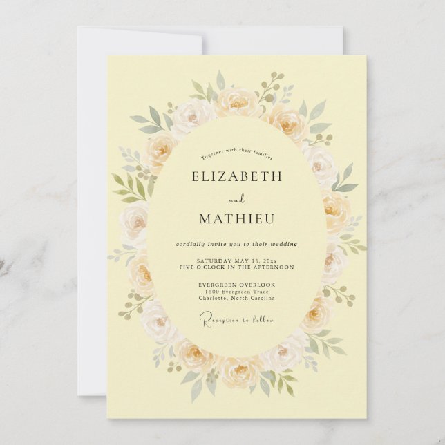 Pale Yellow Graceful Meadow Wedding Invitation (Front)