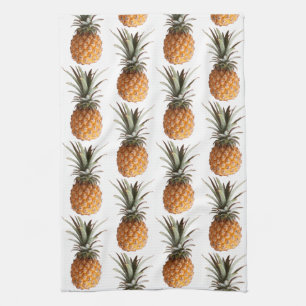 Pale Yellow Green Yummy Pineapple Pattern Kitchen Towel