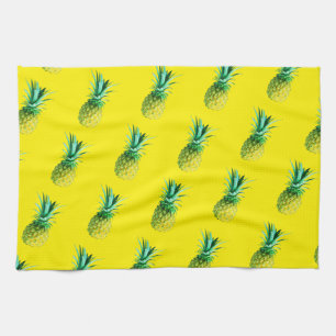 Pale Yellow Green Yummy Pineapple Pattern Kitchen Towel
