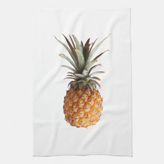 Pale Yellow Green Yummy Pineapple Pattern Kitchen Towel (Vertical)