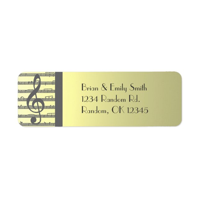 Pale yellow grey music return address labels (Front)