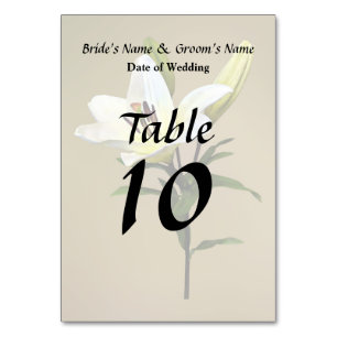 Pale Yellow Lily and Buds Table Number