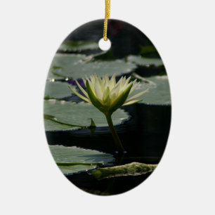 Pale Yellow Lotus Waterlily Flower Ceramic Ornament