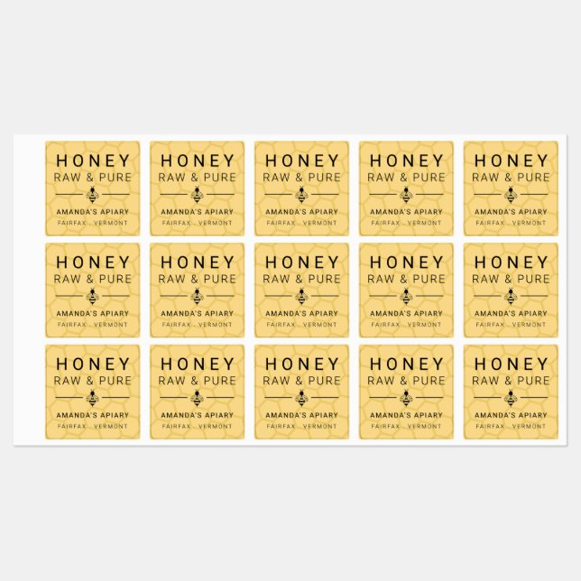 Pale Yellow Modern Bee Icon Honey Apiary (Sheet)