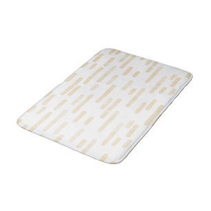 Pale Yellow on White Rounded Lines Pattern Bath Mat