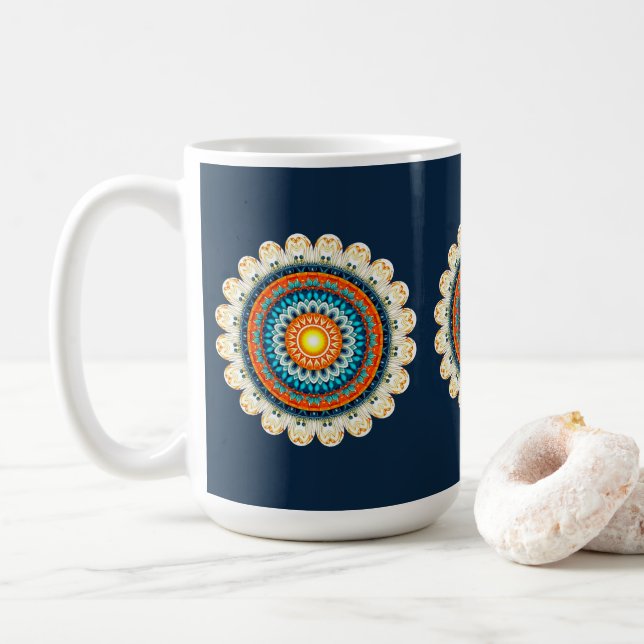 Pale Yellow Orange Mandala Mug (Avec donut)