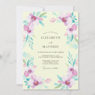 Pale Yellow Orchid Wedding Invitation