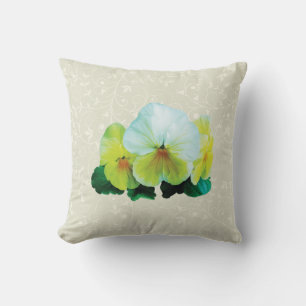 Pale Yellow Pansies Throw Pillow