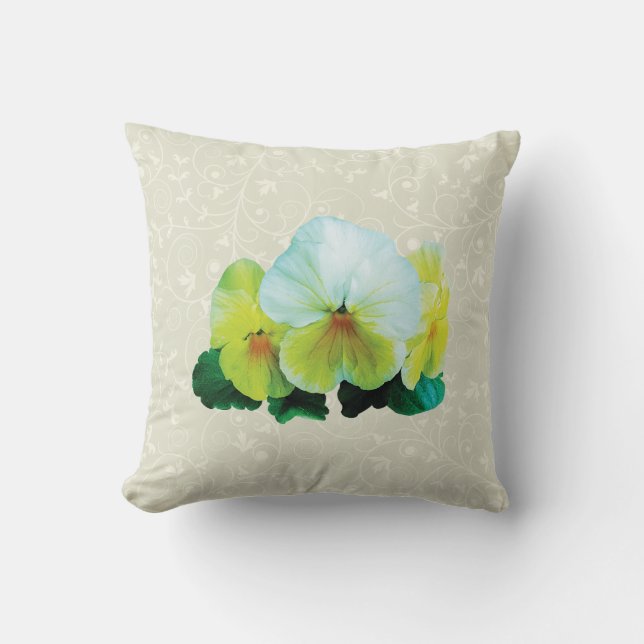 Pale Yellow Pansies Throw Pillow (Front)