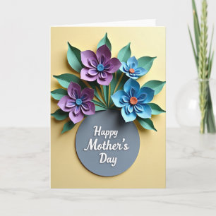 Pale Yellow Paper Flower Card