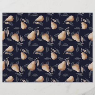 Pale Yellow Pears on Dark Background 