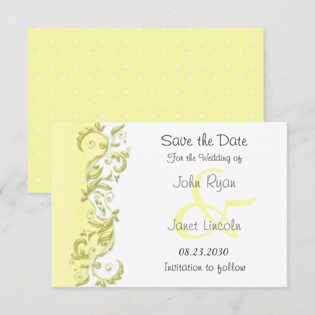 Pale Yellow Polka Dot - Save the Date (Front/Back)