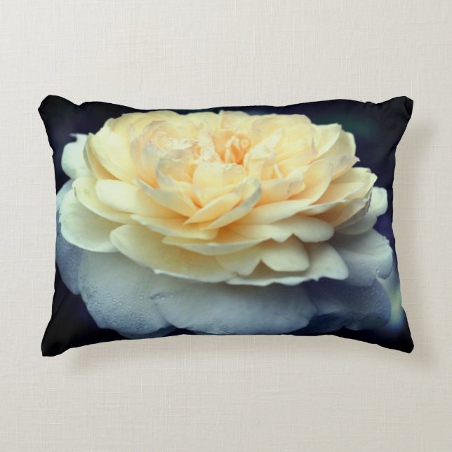 Pale Yellow Rose In Bloom  Accent Pillow (Front)