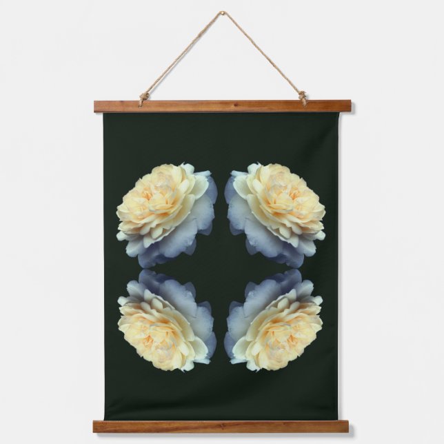 Pale Yellow Rose In Bloom Mirror Abstract Hanging Tapestry (Front)