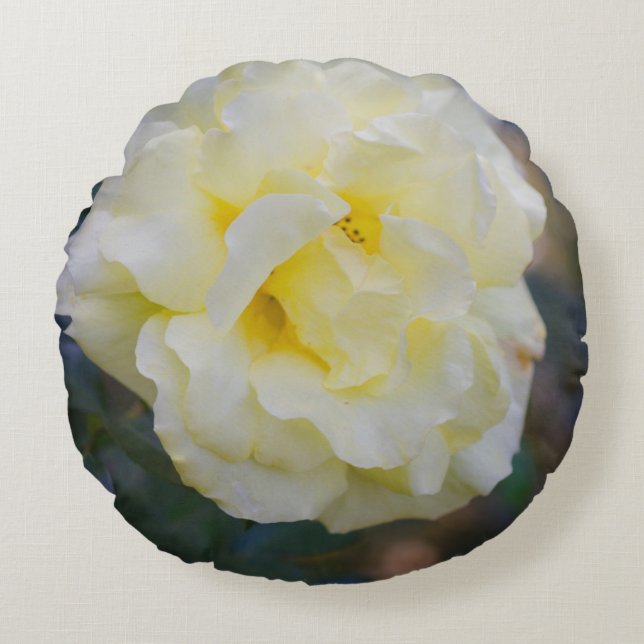 Pale yellow rose round pillow (Front)