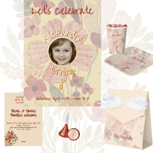 Pale Yellow & Rusty Red Watercolor Florals Paper Plate