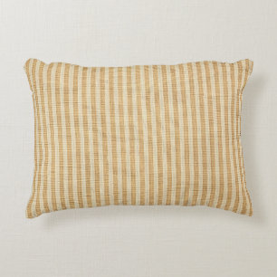 Pale Yellow Stripes Threaded Fabric Pattern Accent Pillow