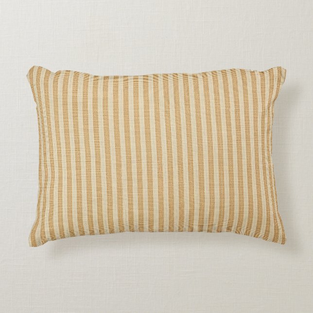 Pale Yellow Stripes Threaded Fabric Pattern Accent Pillow (Front)