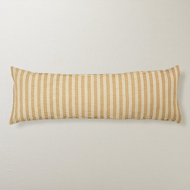 Pale Yellow Stripes Threaded Fabric Pattern Body Pillow (Front)