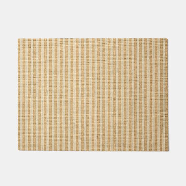Pale Yellow Stripes Threaded Fabric Pattern Doormat (Front)