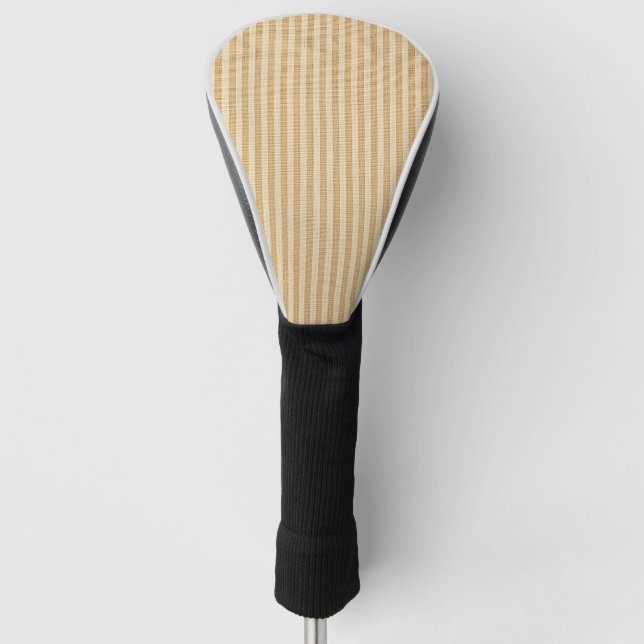 Pale Yellow Stripes Threaded Fabric Pattern Golf Head Cover (Front)